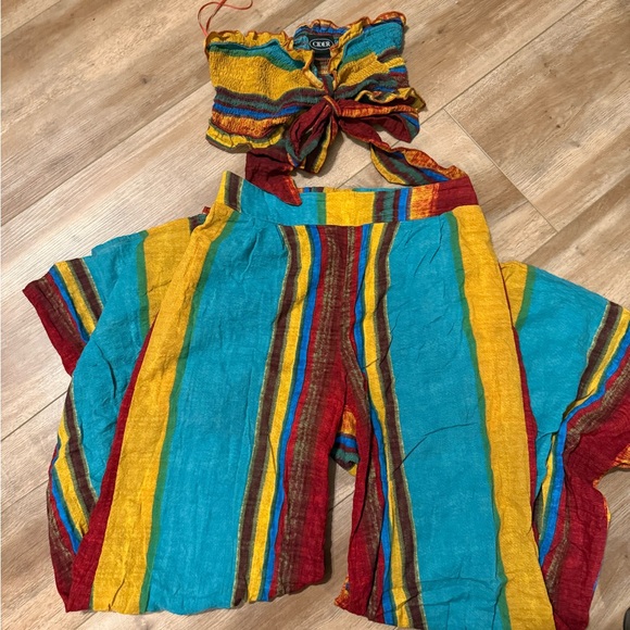 Cider Red and Yellow Color Block Jumpsuit - Picture 4 of 7